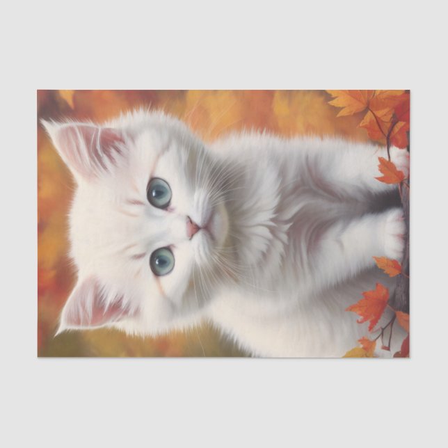 Papier Mousseline Portrait d'automne de Kitten blanc (Recto)