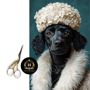 Papier Mousseline Portrait de caniche noir Hydrangée blanche Découpa