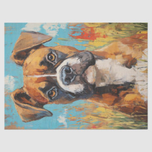 Papier Mousseline Portrait de chien Boxer Peinture à l'huile numériq