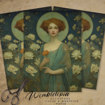 Portrait de Dame aux Nymphéas de Style Art Nouveau