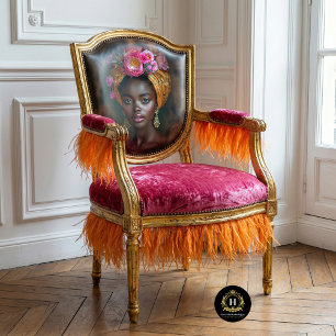 Papier Mousseline Portrait de déesse au diadème floral rose en décou