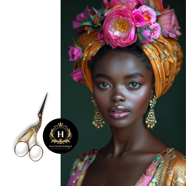 Papier Mousseline Portrait de déesse de la Couronne rose florale (Créateur téléchargé)