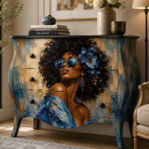 Portrait de femme Glamour Fleurs Bleues