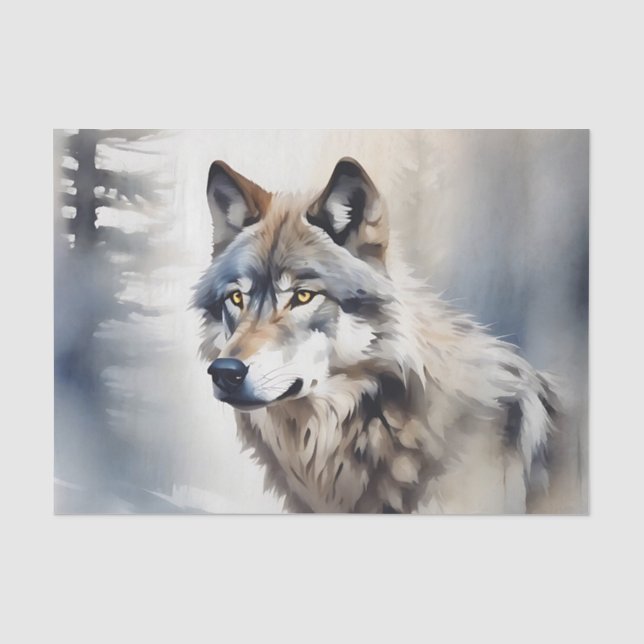 Papier Mousseline Portrait de loup dans l'aquarelle douce (Recto)