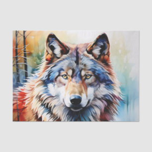 Papier Mousseline Portrait de loup sauvage et dynamique en aquarelle