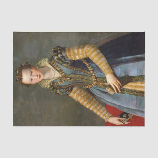 Papier Mousseline Portrait de Maria De Medici par Alessandro Allori (Recto)