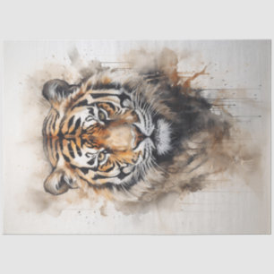 Papier Mousseline Portrait de tigre d'aquarelle Fierce Majesty