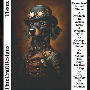 Papier Mousseline Portrait de Wiener le teckel Steampunk CR5 découpa