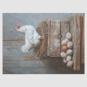 Papier Mousseline Portrait d'un poulet avec des oeufs découpage