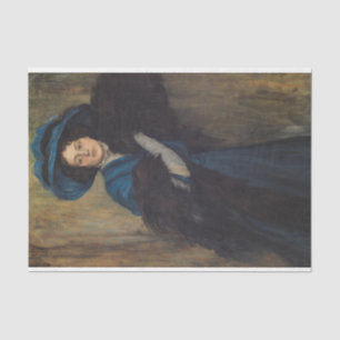 Papier Mousseline Portrait d'une dame en bleu (Raimundo de Madrazo)