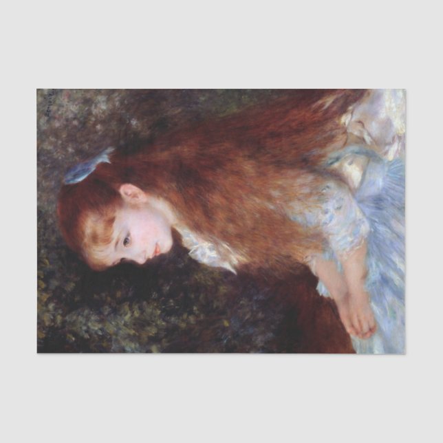 Papier Mousseline Portrait d'une fille au ruban bleu, Renoir (Recto)