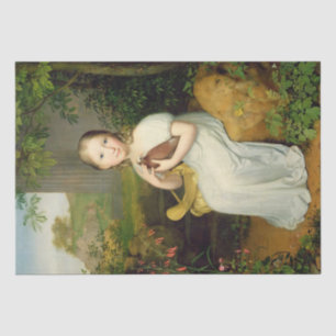Papier Mousseline Portrait d'une fille avec un oiseau de Louise comm