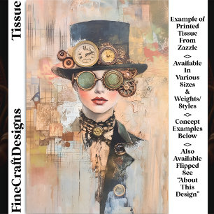 Papier Mousseline Portrait en collage de femme Steampunk DJ9R Découp