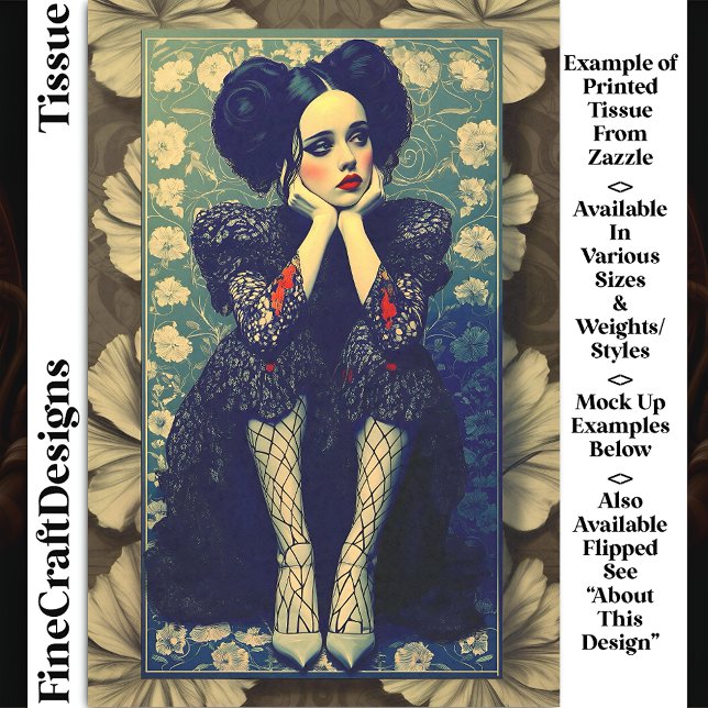 Papier Mousseline Portrait gothique jeune femme, DQ5R Floral Découpa (Créateur téléchargé)