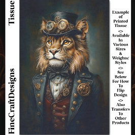 Papier Mousseline Portrait Lion Steampunk Victorian CH9 Découpage