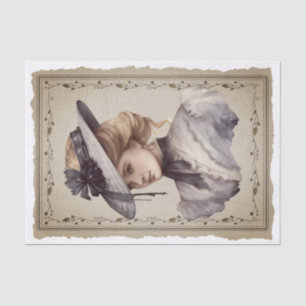 Papier Mousseline Portrait Vintage Victorien Portrait Découpage Tiss