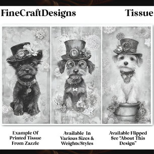 Papier Mousseline Portraits de petits chiens mignons Steampunk décou