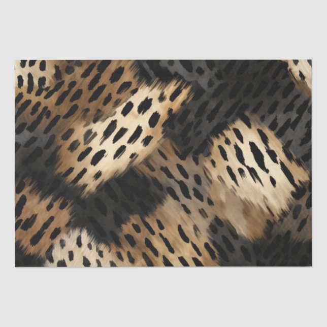 Papier Mousseline Poster de animal Leopard Black Gold Cream (Recto)
