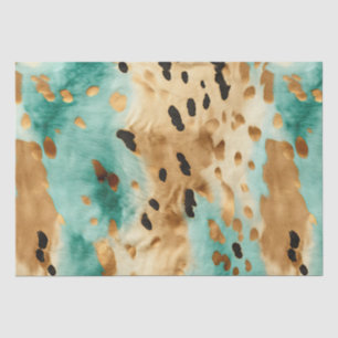 Papier Mousseline Poster de animal noir Turquoise or