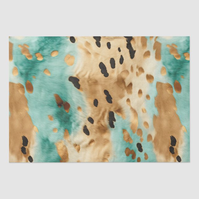 Papier Mousseline Poster de animal noir Turquoise or (Recto)