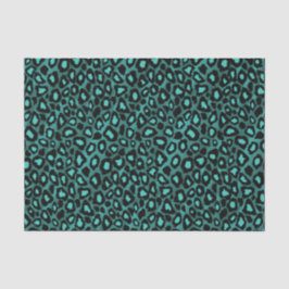 Papier Mousseline Poster de animal turquoise et noir de léopard