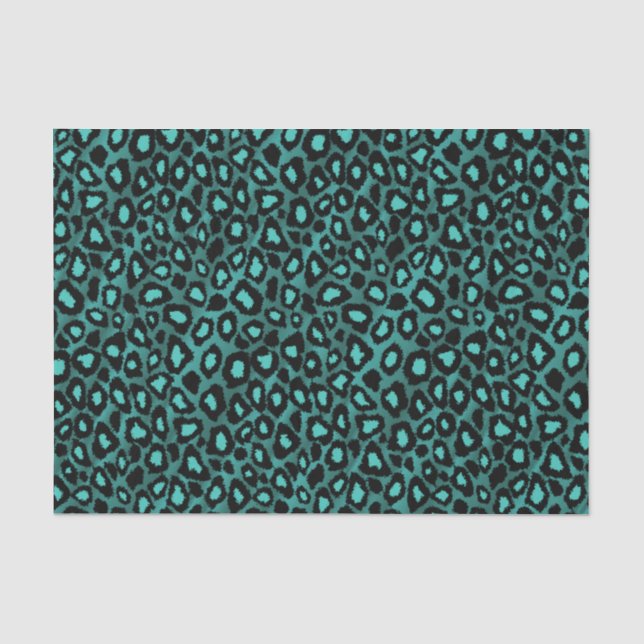 Papier Mousseline Poster de animal turquoise et noir de léopard (Recto)
