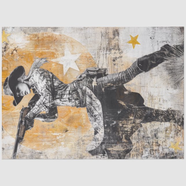 Papier Mousseline Poster de découpage Western Cowgirl Sheriff (Recto)