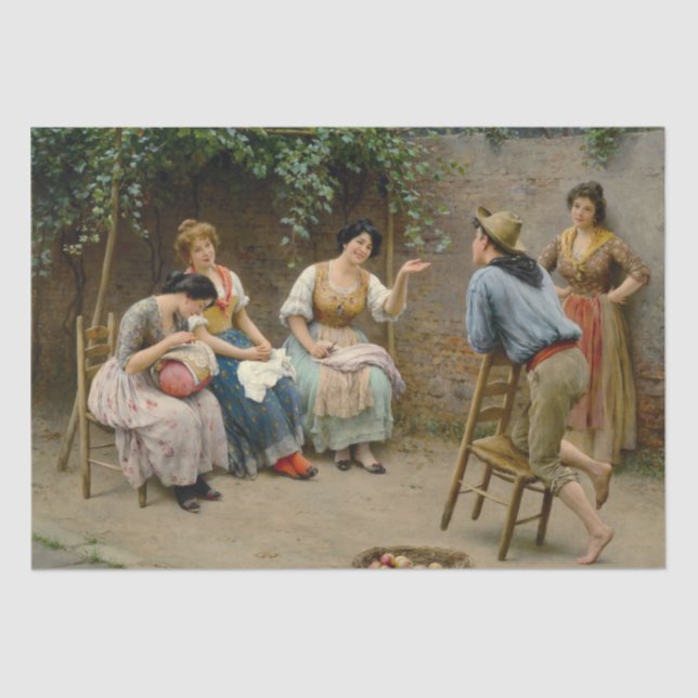 Papier Mousseline Potins dans le jardin (Scène italienne) (Recto)