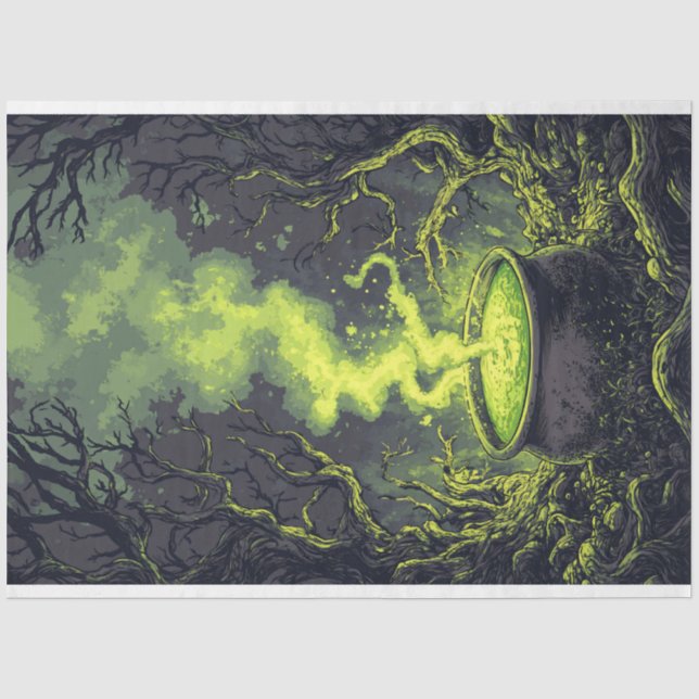Papier Mousseline Potion magique verte Cauldron Halloween Découpage (Recto)