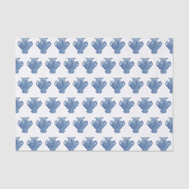 Papier Mousseline Pots en grès Blue Willow Chinoiserie  (Recto)