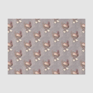 Papier Mousseline Poule de mère et aquarelle de poussins