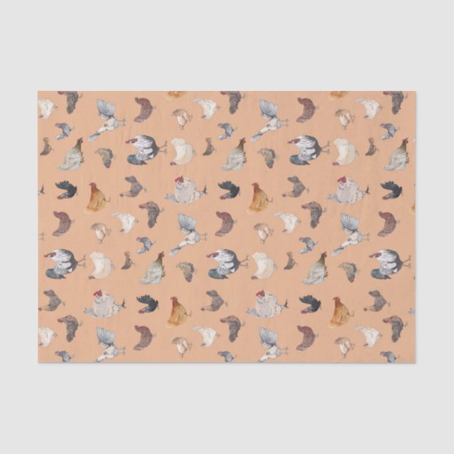 Papier Mousseline Poulet d'aquarelle Imprimer Rose d'or (Recto)