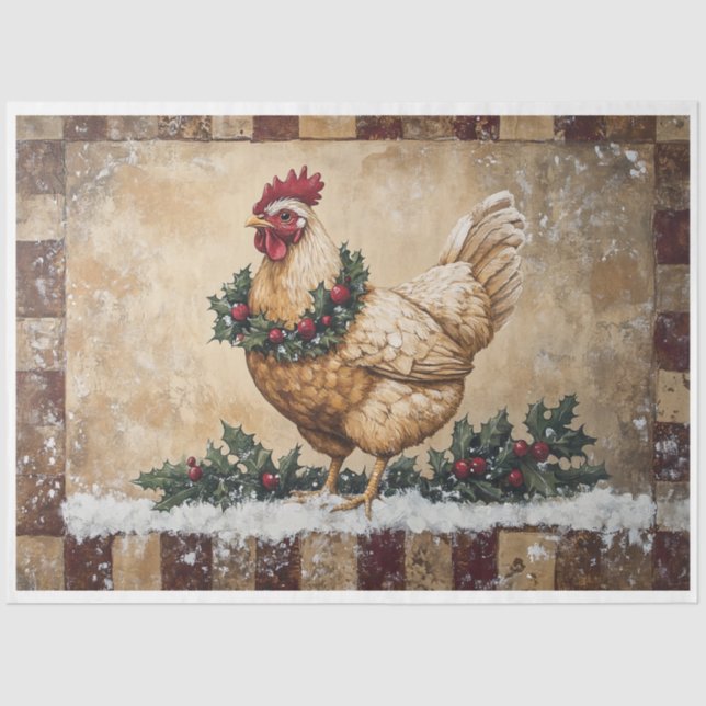 Papier Mousseline Poulet de Noël primitif (Recto)