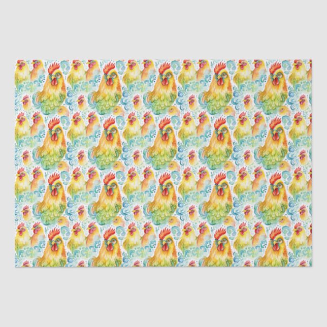 Papier Mousseline Poulets d'aquarelle (Recto)