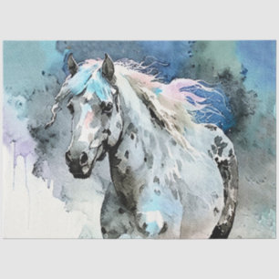 Papier Mousseline Pouliche Appaloosa fringante Aquarelle