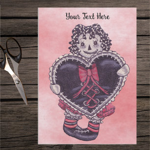 Papier Mousseline Poupée de chiffon souriante gothique avec cheveux