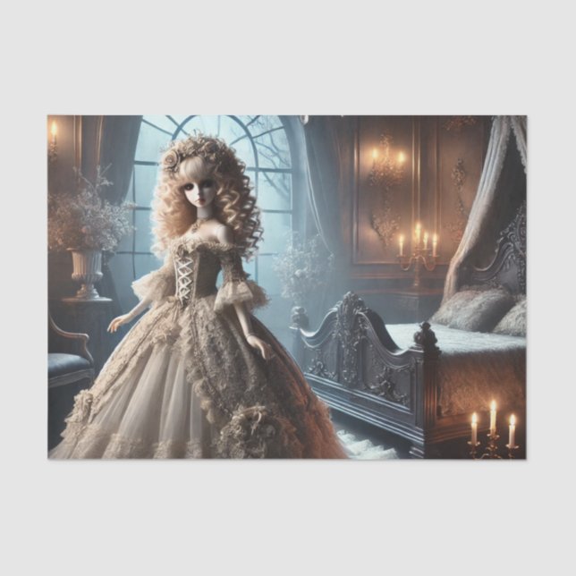 Papier Mousseline Poupée gothique victorienne - Enchantée sombre (Recto)