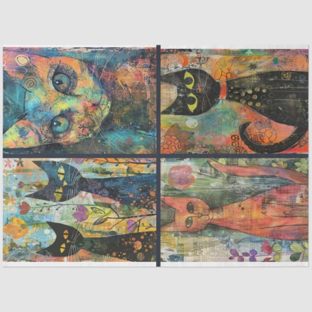 Papier Mousseline Pour l'artiste Chat Them Junk Journal Arrière - pl (Recto)