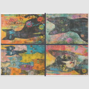 Papier Mousseline Pour l'artiste Chat Thème Junk Journal Arrière - p