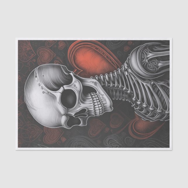 Papier Mousseline Pour toujours mon coeur, l'amour désespéré, crâne  (Recto)