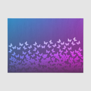 Papier Mousseline Pourpre, bleu, motif de papillons de couleur de