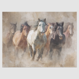 Papier Mousseline Poussière et mouvement Chevaux sauvages Découpage