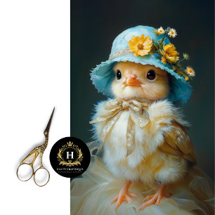 Papier Mousseline Poussin de Pâques adorable avec chapeau floral en
