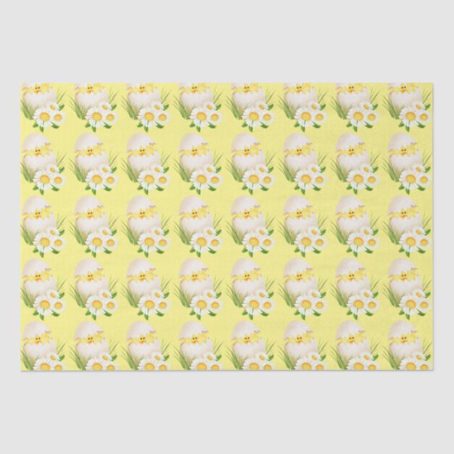Papier Mousseline Poussin de Pâques en papier de tisse d'oeufs (Recto)