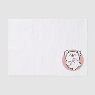Papier Mousseline Prends un bonjour ! - Joyeux dessin de chien blanc