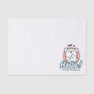 Papier Mousseline Prends un bonjour ! - Joyeux dessin de chien blanc