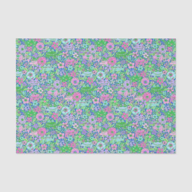 Papier Mousseline Preppy Palm Beach Imprimer Camels rose et vert (Recto)