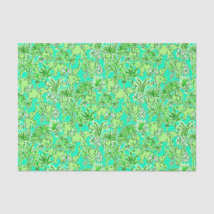 Papier Mousseline Preppy Palm Beach Imprimer Eléphants verts
