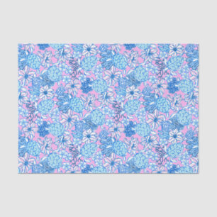 Papier Mousseline Preppy Palm Beach Imprimer Lavande & Tortues Bleue