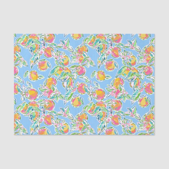 Papier Mousseline Preppy Palm Beach Imprimer Pastel Oranges (Recto)